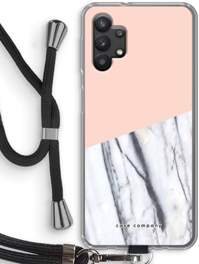 Case Company® - Hoesje met koord geschikt voor Samsung Galaxy A32 5G hoesje met Koord - A touch of peach - Telefoonhoesje met Zwart Koord - Bescherming aan alle Kanten en Over de Schermrand
