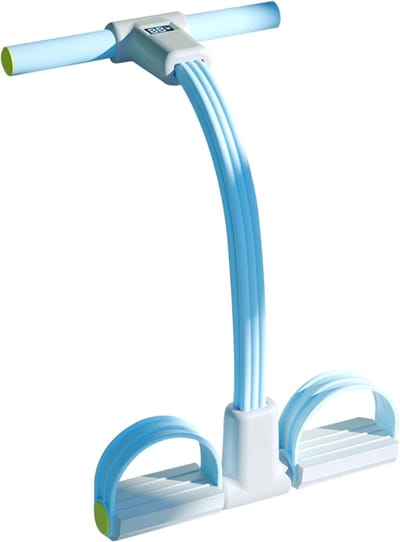Pedaaltrekker Weerstandstouw - Fitness Touw Buiktrainer - Thuis Krachttraining - Ergonomisch Gripontwerp - 28.5 x 43 cm - Blauw