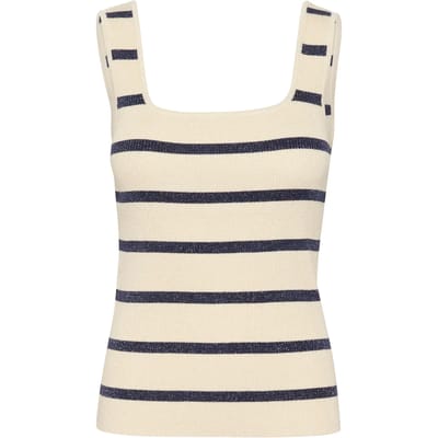 Kaffe Top Kamorita Knit Top 10509947 Silver White/blue Stripe Dames Maat - M
