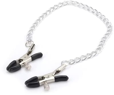 CHPN - Tepelklem - Tepelklemmen met ketting - Erotiek - 32cm - Klem voor tepels - 18+ - Zilverkleurig - Klemmetjes voor tepels
