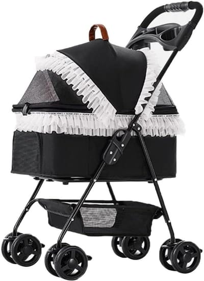 Huisdier Kinderwagen - Reisbuggy Hond Kat - Comfortabel Reizen - Afneembare Wieg - Grote Capaciteit - Wit