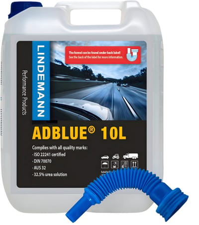 Lindemann AdBlue® 10 liter - Inclusief Handige Vulslang (Achter Etiket/ In de Kan) - ISO 22241 gecertificeerd - UREA AUS32 Grade - Voor alle Automerken