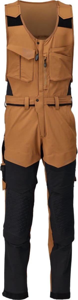Mascot Customized Bodybroek met kniezakken 22069-311 - notenbruin/zwart - C68 - 82