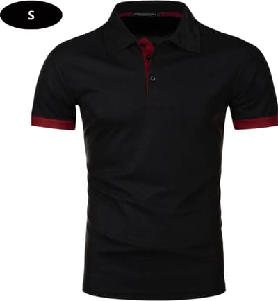 Livano Golf Shirt Heren - T-shirt - Golfkleding - Golfen - Golf Accessoires - Polo Shirt - Zwart + Rood - Maat S