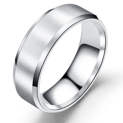 Heren Ring Zilver kleurig met Strak Gepolijste Rand - Staal - Ringen Mannen Dames - Papa Cadeau Voor Mannen - Vaderdag