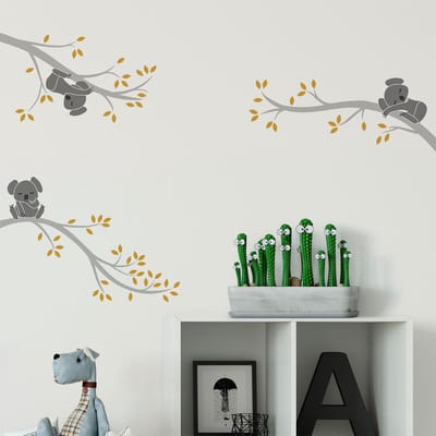 Muurstickers - Schattige koala's op takken - Transparante achtergrond - 50x75cm