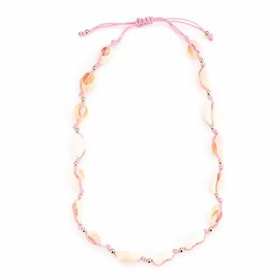 Bijoutheek Collier Schelpen Gold Balls Roze