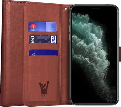 Hoesje geschikt voor iPhone 11 pro - bruin book cover Kunstleer wallet