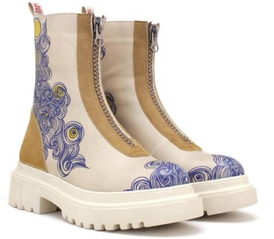 Goby Dames Boots – Front Rits Design – Handgemaakt Vegan Leer – Comfortabele Plateau Boots – Maat 36