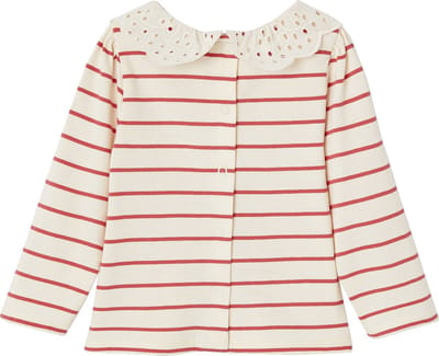 Vertbaudet Baby T-shirt met geborduurde kraag en lange mouwen
