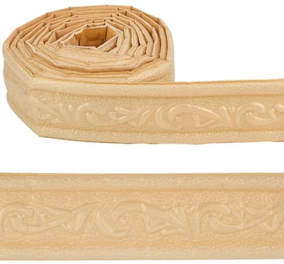Dailygoody - Peel Stick Foam Moulding Trim - Zelfklevende Wanddecoratie - 3D Vine Design - Champagne Geel - Decoratieve Plakstrip - Voor Interieur - 9