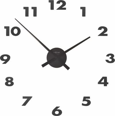 NeXtime Small Hands – Wandklok – 48 × 3 cm – Aluminium – Zwart