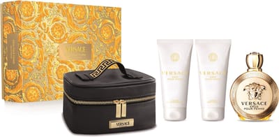 Versace Eros pour Femme Giftset - 100 ml eau de parfum spray + 100 ml showergel + 100 ml bodylotion + toilettas - cadeauset voor dames