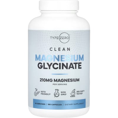 TypeZero, Clean, Magnesiumglycinaat, 210 mg, 180 capsules (70 mg per capsule)