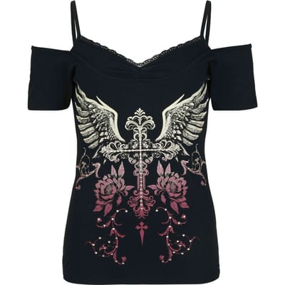 Rock Rebel by EMP - Rock T-shirt - Mystical Flowers - S tot XXL - voor Vrouwen - zwart
