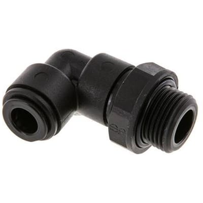8mm x G3/8'' 90 graden L-verbinding POM Insteekfitting Buitendraad Draaibaar NBR [2 Stuks]