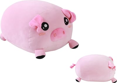 I-total - Kussen Het Varkentje - roos - kinderkussen - kussen Kinderkamer - Fun kussens - Sierkussen- zacht kinderkussen - pluche kinderkussen