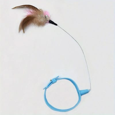Kattenhalsband speelgoed bevestigd, siliconen katten plagende hengel verstelbare kattenverenhalsband speelgoed met bel katten interactief plagende speelgoed