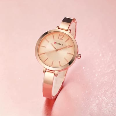 CURREN Rosekleurig wijzerplaat Rosekleurig Elegant Dameshorloge - Minimalistisch RVS Horloge met Japanse Quartz in 5 Kleuren - 36mm Kast