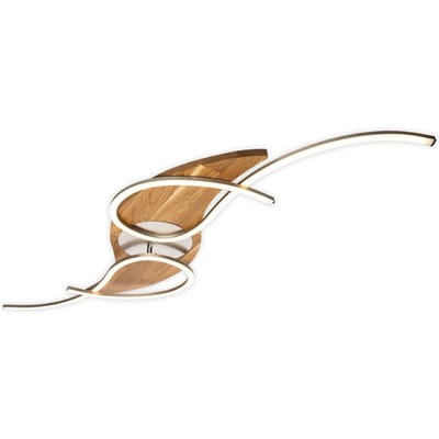 Elobra LED plafondlamp Panama curved, eiken/nikkel, lengte 128 cm