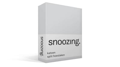 Snoozing - Katoen - Split-hoeslaken - Lits-jumeaux - 200x210/220 cm - Grijs