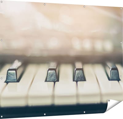 Gards Tuinposter Piano Toetsenbord - 150x120 cm - Tuindoek - Tuindecoratie - Wanddecoratie buiten - Tuinschilderij