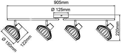 Houten plafondlamp Norah 4-lichts - 99740/76