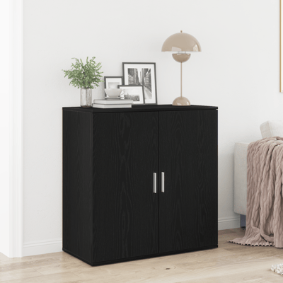 vidaXL - Dressoir - Zwart - Eiken - 79 - x - 38 - x - 80 - cm - Bewerkt - hout