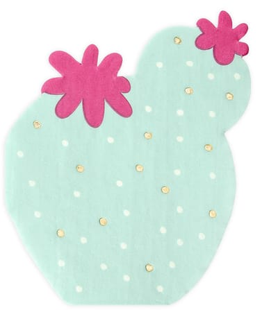 PARTYDECO - 20 papieren servetten cactusvorm mint en fuchsia