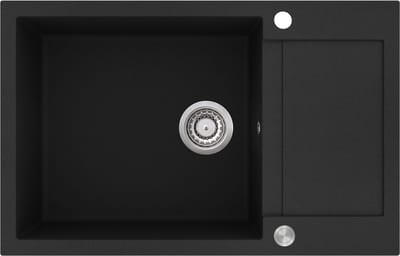 GURARI spoelbak SQT 105 -601 AWP., (1 st), keuken gootsteen, inbouw granieten gootsteen zwart, incl. sifon, 780x500 mm