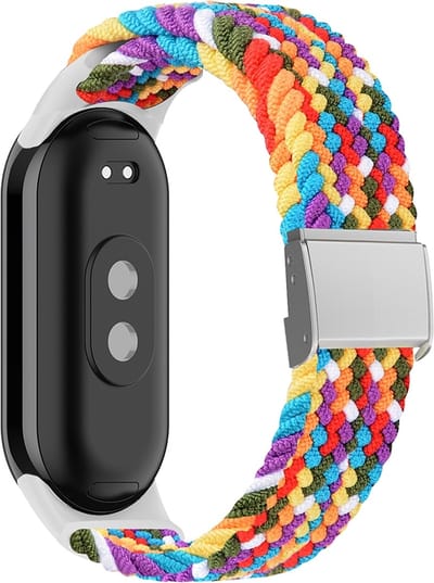 By Qubix - Braided nylon bandje - Multicolor - Geschikt voor Xiaomi Smart Band 8 / 9 / 10