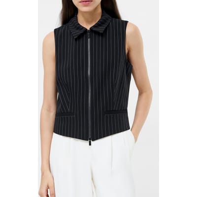French Connection Morgan Tailored Waistcoat Black Winter White Größe: 6 | Cardigans Outlet | Damen | Schwarz
