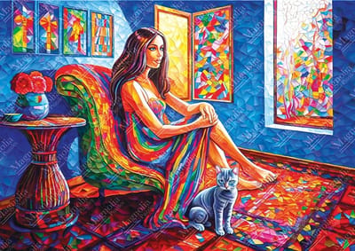 Magnolia puzzel Woman with Cat - 1000 stukjes legpuzzel.