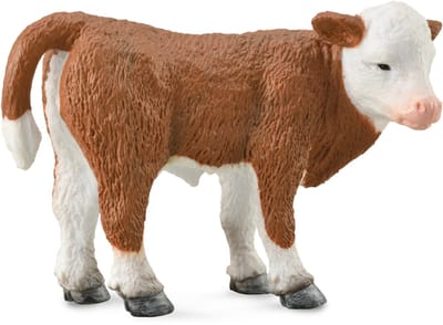 Collecta Boerderijdieren (S): HEREFORD KALF rechtopstaand 7x3.5x4.5cm
