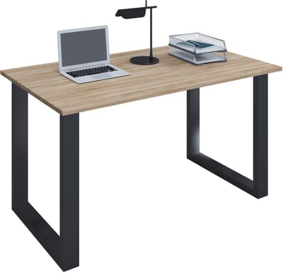 VCM Schreibtisch, 160 x 80 cm, Computertisch mit Metallgestell, Bürotisch für Homeoffice und Arbeitszimmer - Lona U