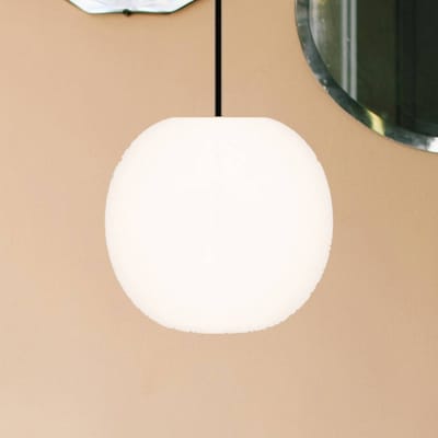 Casablanca hanglamp Acai, wit/zwart, glas, Ø 21 cm, E27