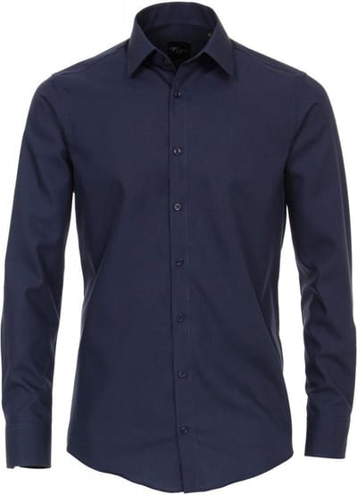 Venti - Heren Overhemd - Poplin - Strijkvrij - Regular fit - Navy