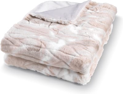 Dutch Decor - ROEL - Plaid bontlook 130x170 cm - zand - beige - roze - wit - superzacht - Deken