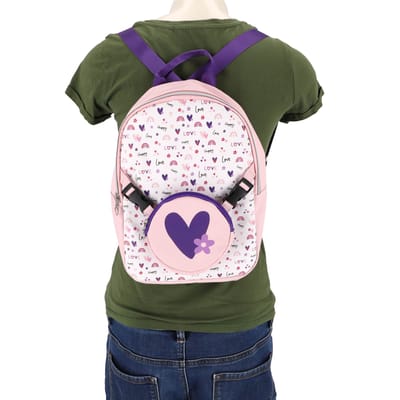 Rugtas 2 in 1 multicolor kindertas met schoudertasje bloemenprint.