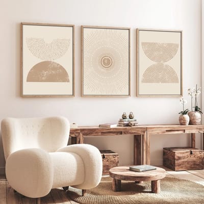 Asir - Decoratief ingelijst MDF-schilderij (3 stuks) - Veelkleurig - Schilderwerk: 100% MDF (Dikte: 3 mm) - 53 x 38 x 8,5 cm