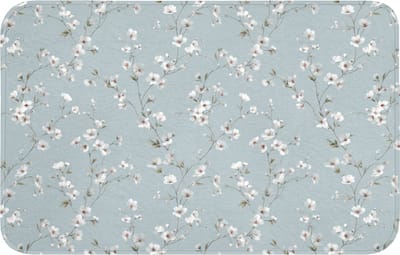 WC mat 80x50 cm - Antislip - Klassiek - Bloemen - Blauw - Toiletmat - Vloermat - Douchemat - Toilet tapijt - Toiletmatten