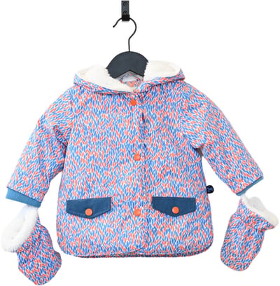 Ducksday - winterjas -baby - waterdicht - afneembare wantjes - peuter - unisex - Joy - maat 74 - VALT GROOT -