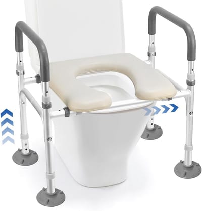 In hoogte verstelbare toiletverhoger met armleuningen voor senioren, maximale belasting 150 kg