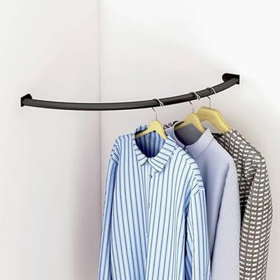 Garderobestang Hoek - Kledingstang Wandmontage - Kleding Opbergen - Ruimtebesparend Ontwerp - 120 cm - Zwart