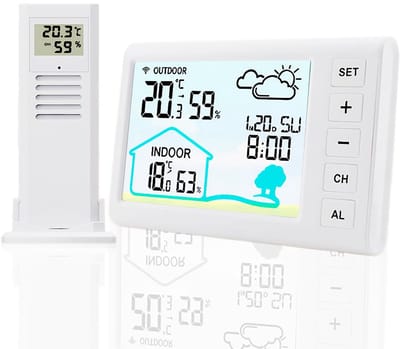 Weerstation met buitensensor - digitale klok thermometer hygrometer weersvoorspelling alarm
