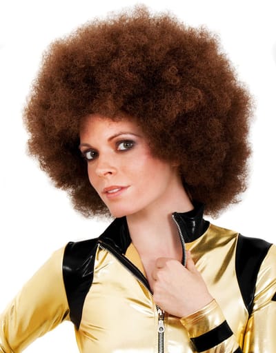 Afro Pruik Deluxe Bruin - Kostuum pruik voor carnaval