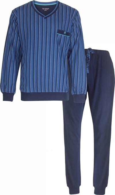Paul Hopkins Heren Pyjama - Katoen - Verticale Strepen - Blauw - Maat S