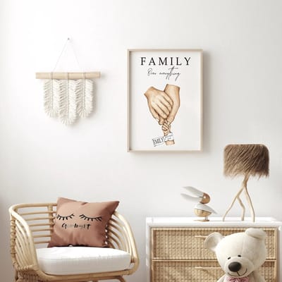 Family Poster met naam en datum van baby 1 stuk 60x90cm (zonder frame) - Over everything -Verjaardagcadeau - Geboorte poster - kraamcadeau - Gepersonaliseerde posters