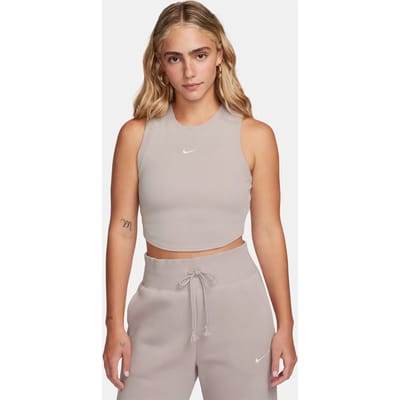NIKE Sportswear Essentials Women's Crop Top Tank Top - Zomer topje - Beige Creme - Maat M