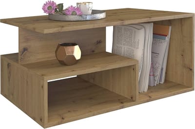 Moderne rechthoekige salontafel 90 x 51 x 43 cm met opbergruimte en legplanken